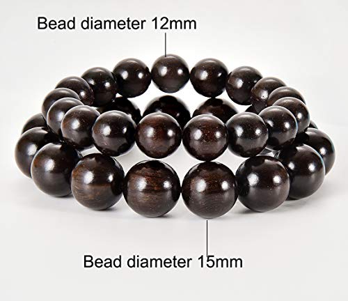 Prayer Bead bracelet Mala Beaded Bracelets for Men Women 12/15MM … - color: 15mm 15 beads ebony