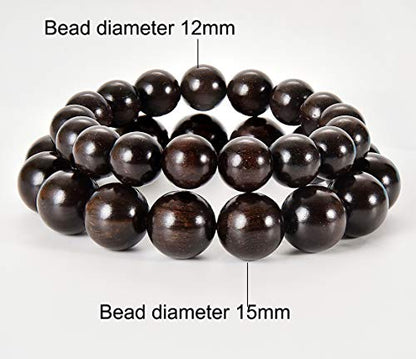 Prayer Bead bracelet Mala Beaded Bracelets for Men Women 12/15MM … - color: 15mm 15 beads ebony