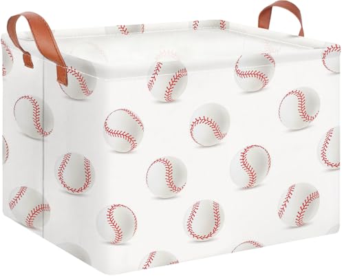 CLOCOR Rectangular Storage Basket,Collapsible Fabric Storage Container,Gift Basket(Baseball) - color: Baseball