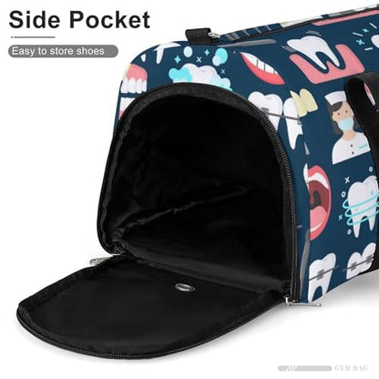 Teeth Dental Seamless Pattern Large Capacity Portable Fitness Bag, Easy to Carry - color: Teeth Dental Seamless Pattern