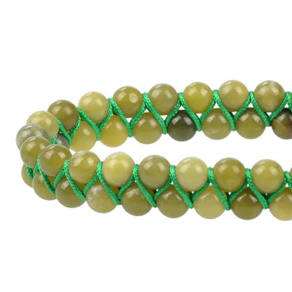 MASSIVE BEADS Double Layer Natural Chakra Healing Power Crystals Macrame Bracelet Yoga Stone Beads Gemstone Meditation Relax Anxiety Bangle for Unisex Women Men - color: China Jade, size: 6mm