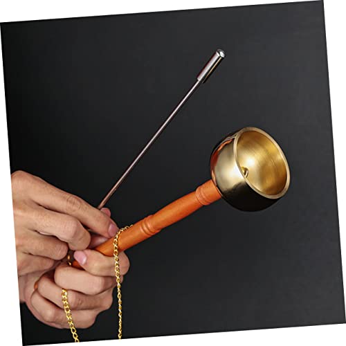 ibasenice Portable Buddhist Yin Qing Copper Bell for Meditation Handle Percussion Instrument Sound Adornment for Mindfulness and Relaxation