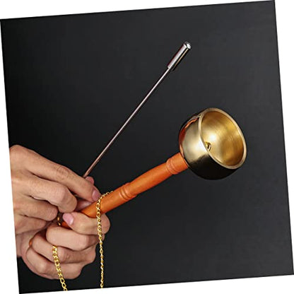 ibasenice Portable Buddhist Yin Qing Copper Bell for Meditation Handle Percussion Instrument Sound Adornment for Mindfulness and Relaxation