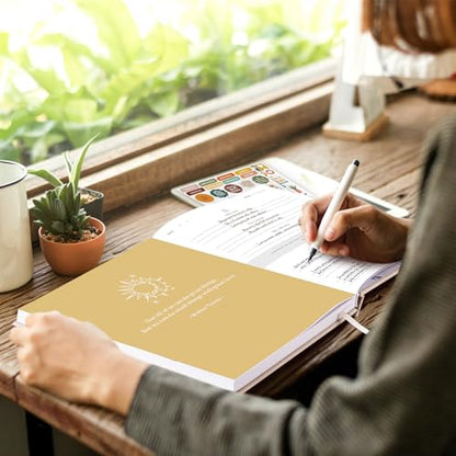 Lanpn Daily Gratitude Journal for Woman Men, 4 Month Mindfulness & Affirmation Planner, 7.8"x9.2" The 5 Minute Grateful Diary, Guided Reflection with Positivity Prompts Undated Notebook, Beige - color: Beige