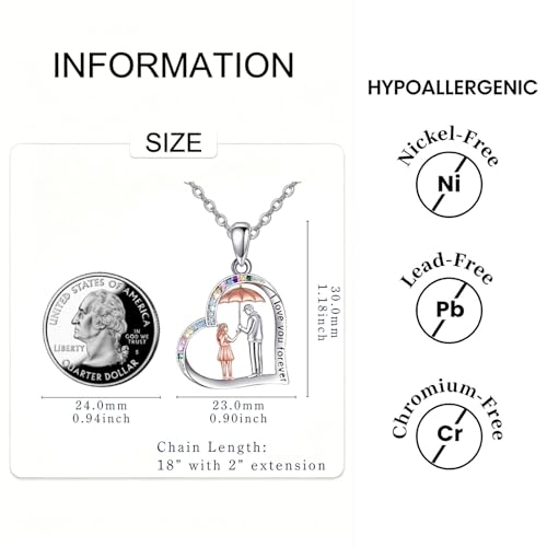 YFN Daughter Gifts from Dad 925 Sterling Silver Daughters Heart Necklace Birthday Christmas - color: Father Daughter Necklace07