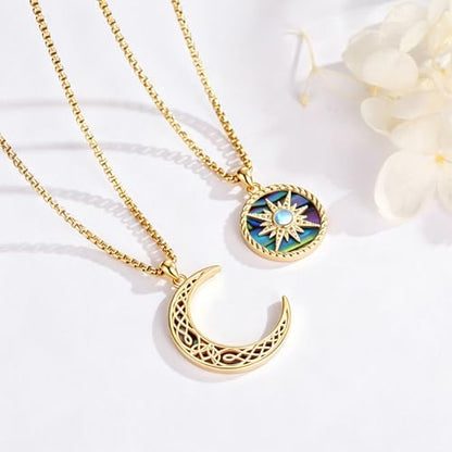 Yin Yang Necklaces for Women Men 925 Sterling Silver Pendant Necklace Yin Yang Jewelry for Women Men Couples - style: Sun moon#9