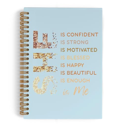 She Is Me Affirmations Spiral Notebook, Teal Inspirational Self Care Journal Notebook, Self Love Notebooks for School Work, Positive Office Supplies Gifts for Women Girls, 5.5x8.3 Inch - color: blue she, size: 5.5x8.3