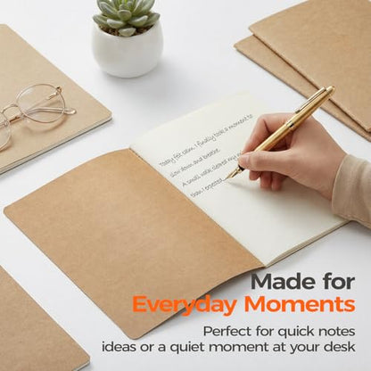 48 Pack Kraft Notebooks Bulk A5, 60 Pages Blank Unlined Journals, 8.3x5.5 Inches, Natural Kraft Cover Composition Notebooks for School Office Students Artists