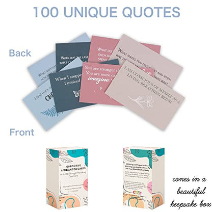 100 Affirmation Cards for Women and Men With 150+ Thought-Provoking Questions, Unique Affirmation cards for stress Relief, Meditation and Self Care Gift For Women and Men. - color: 100Earth