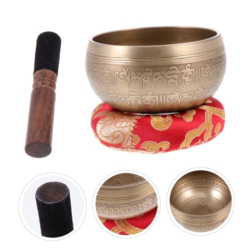 Handmade Singing Bowl Set Meditation Tool with Mallet and Gasket for Yoga Relaxation Music Therapy Portable Lightweight Sound Bowl for Mindfulness and Chakra Healing
