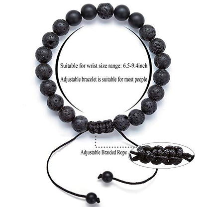 Men Women 8mm Lava Rock Aromatherapy Anxiety Essential Oil Diffuser Bracelet Braided Rope Natural Stone Yoga Gifts Beads Bracelet Bangle-21017 - style: Simulated Howlite & Matte Agate