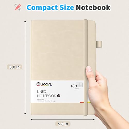 Oucaru Lined Journal Notebook, 16 Pack, 180 Pages, A5 Journals for Writing, 100 GSM Thick Paper, Small Notebooks Daily Journal for Women Men Work, Business, School, Travel Supplies - color: Beige
