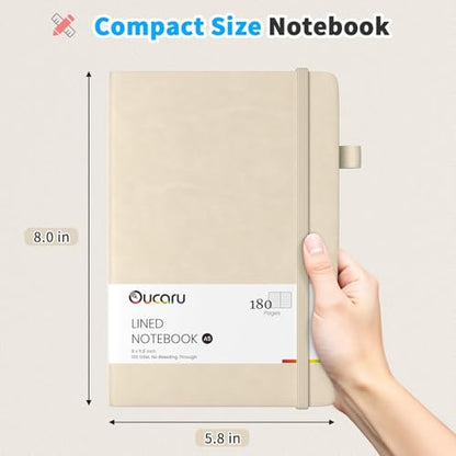 Oucaru Lined Journal Notebook, 16 Pack, 180 Pages, A5 Journals for Writing, 100 GSM Thick Paper, Small Notebooks Daily Journal for Women Men Work, Business, School, Travel Supplies - color: Beige
