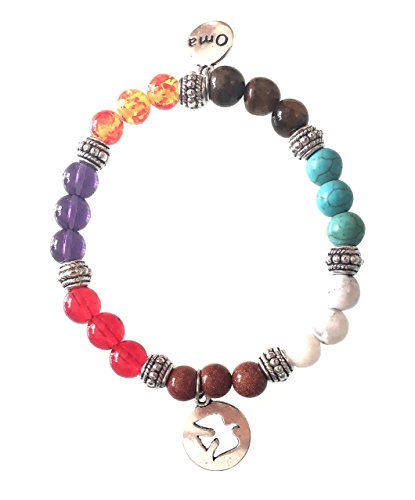 OMA 7 Chakra Semi Precious Stones Tibetan Buddhist Meditation and Healing Bracelet With Charm Brand - style: Dove