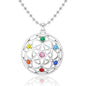 Flower of Life Necklace: 18K Gold Plated Sacred Geometry Buddhist Chakra Mandala with Diamond Pendant Necklaces Yoga Spiritual Amulet Jewelry Meditation Gift for Women Men - color: silver