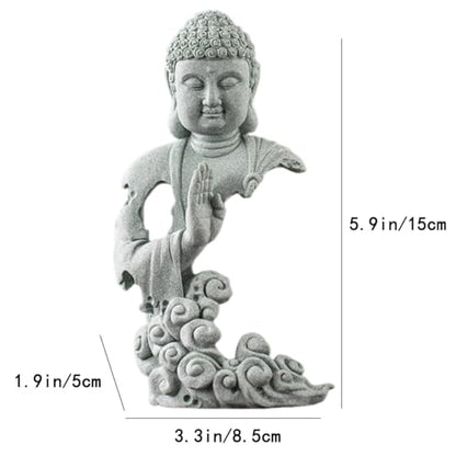 livelyfish Meditating Buddha Statue Zen Aquarium Buddha Figurines Sandstone Thinker Sculpture for Fish Tank Garden Home Decorations, Gift (G-S) - size: G-S
