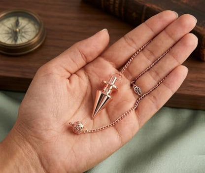 Cone with Round Ring Copper Metal Pendulum Healing dowsing Metaphysical Meditation Divination Pendulum - color: Reiki Dowsing