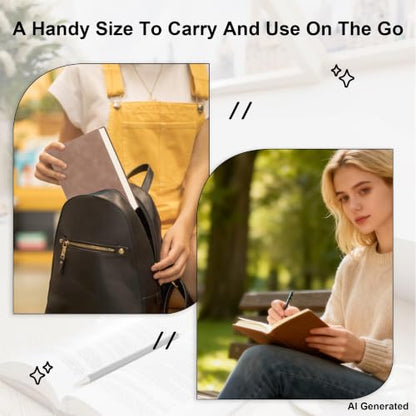 Thick Blank Journal Notebook 400 Pages 3.9 × 5.5 No Lines Soft Leather Pocket Blank Notebook for Women Drawing Book Memo Writing Sketch Diary Notebook Upgrade Page (khaki) - color: khaki
