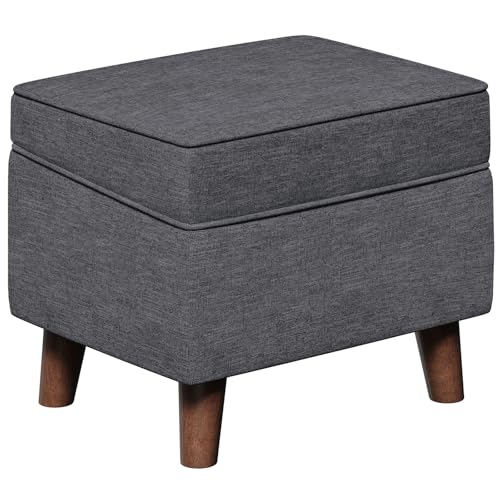 FAGAGA Storage Ottoman with Adjustable Cover, Soft Step Stool, Footrest and Seat, Ottoman Foot Rest for Living Room, Bedroom, Dorm, Light Gray - color: Light Gray, size: 15.8"D x 18.5"W x 15.8"H