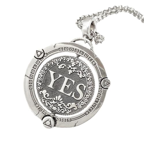Vivian&CD Good Luck Necklace for Women and Men, Spinner Charm Necklace Luck Amulet Protection Necklace Meditation Prayer Wheel Rotatable Pendant Necklace jewelry for Women and Men - style: Decision coin