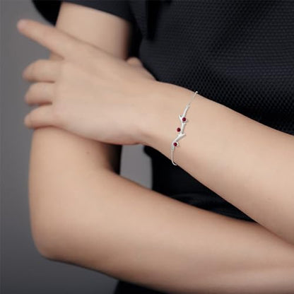 Angara - Women's Chain Bracelet in 14K Solid Gold/Platinum | Tree Branch Bracelet for Anniversary, Wedding, Birthday Gift | Round Sapphire | Ruby | Emerald | Diamond - size: 3 mm