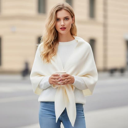 Women Knitted Shawl Wraps Sweater Shawl Wraps Open Front Poncho for Spring Fall Winter