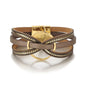 Edoneery Leather Wrap Bracelet for Women, Boho Handmade Multi-Layer Cuff with Crystal Beads Heart, Stackable Bangle Western Jewelry Gift - style: Circle(Brown)