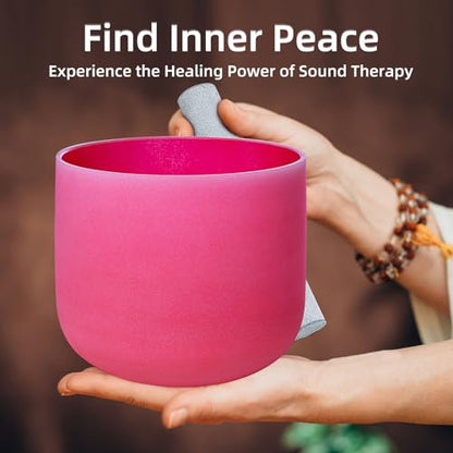 8 Inch Red C Note 432hz Root Chakra Crystal Singing Bowl Healing with Carrying Case and Rubber Mallet Suede Strikers Oring - color: Red C Note, size: 8 inch