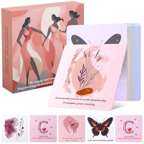Havaro Daily Positive Affirmation Cards for Women – Mindfulness Cards – 50 Empowering Motivational Quotes for Confidence, Self-Love & Stress Relief | Premium Gift Box for Meditation & Journaling