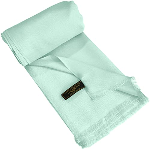 CJ Apparel Solid Color Fringe Design Fringe Shawl Scarf Wrap Stole Throw Head Wrap Pashmina Gift Hand Made in Nepal New - color: Celeste Fc1019h