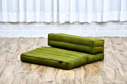 Leewadee Foldable Floor Mattress – 2 in 1 Floor Meditation Mat for Yoga and Relaxation, Seating Futon with Kapok - color: Cl23 - Green
