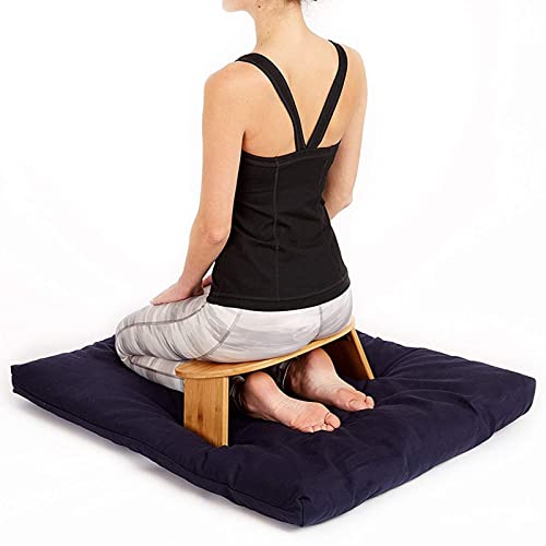 Bamboo Ergonomic Folding Meditation Bench, Black Canvas Carry Bag, Folding Portable Design for Outdoor use & Travel