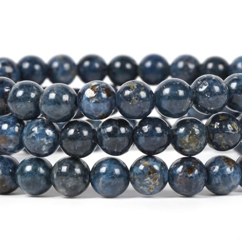 Justinstones Gem Semi Precious Gemstone 6mm Round Beads Stretch Bracelet 6.5 Inch Unisex - color: Blue Scorzalite Spinel