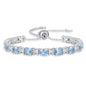 Sterling Silver Birthstone Bracelets for Women White Gold Tennis Bracelets Adjustable Chain 6-9 Inchs Jewelry Hypoallergenic Anniversary Birthday Gifts for Women Mom Wife Her - color: 03-Aquamarine