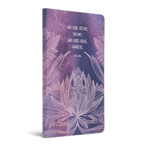 Compendium Softcover Journal – “Who looks outside, dreams. Who looks inside, awakens.”— A Write Now Journal with 128 Lined Pages, 5"W x 8"H - color: Outside Purple