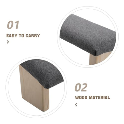 Foldable Wooden Bench Deep Gray Ergonomic Stool with Slanted Seat for Mindfulness Practice and Prayer