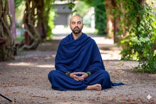 Meditation Shawl or Meditation Blanket, Shawl/Wrap, Oversize Scarf/Stole. Large. Unisex. - color: Navy Blue
