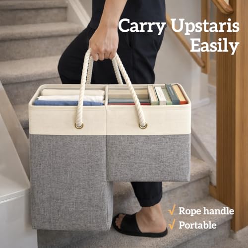 Stair basket,Foldable staircase baskets,Stair basket for wooden and carpeted stairs,Step stairs storage baskets with handle.1pcs - color: grayish white