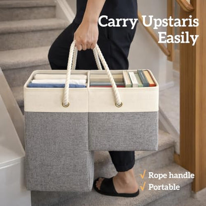 Stair basket,Foldable staircase baskets,Stair basket for wooden and carpeted stairs,Step stairs storage baskets with handle.1pcs - color: grayish white