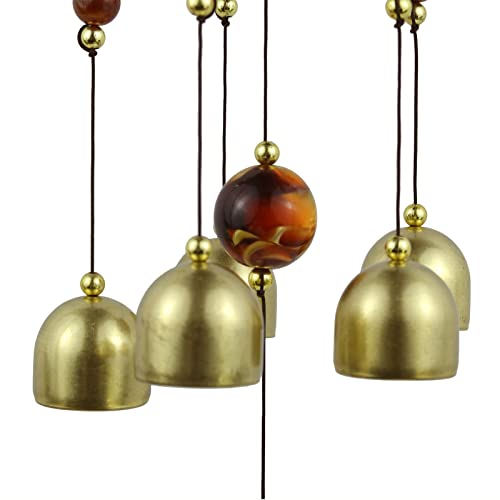 Star Wind Chimes for Outside with 5 Brzone Chime Bells, Rustic Wind Chime Hanging Decor for Garden Patio Yard