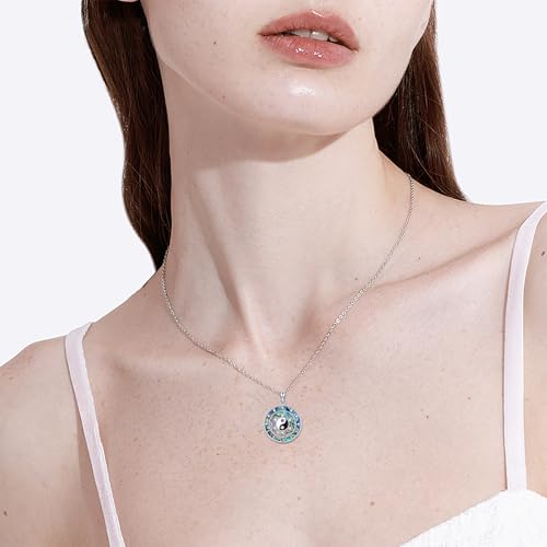 Lotus Necklaces for Women 925 Sterling Silver 7 Chakra/Yin Yang Pendant Necklace Spiritual Lotus Jewelry Birthday Yoga Gifts - style: Yin Yang-Lotus