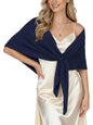 Shawl Wraps for Women Soft Lightweight Wool Blend Knit Triangle Scarf Cardigan Cape Topper for Spring Fall Winter - color: Navy