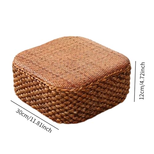 Rattan Cushion for Floor Seating, Meditation Pad for and Relaxation, Dark Square Stool - color: Dark Square Stool