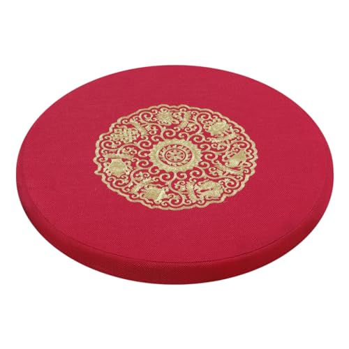Round Meditation Cushion Mat Set with Washable Premium Cotton Linen Cover, Larger Thick Yoga Mat Bolster Floor Pillows Seating for Adults Upgraded Meditation Accesso red-70 * 4cm - color: Red