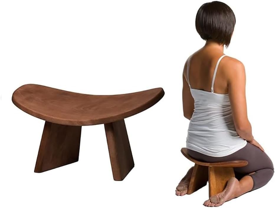 Ergonomic Wooden Meditation Bench, Portable Yoga Auxiliary Stool, for Yoga, Prayer, Travel, Mindfulness, Zen Practice(Medium) - size: Medium