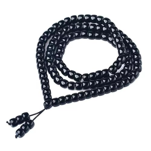 108 8mm Wooden Mala Necklace Bracelet for Men and Women, Prayer Meditation Buddhist or Wear Jewelry, for Gifts for Yourself or Friends and Family. - color: Black Onyx Necklace