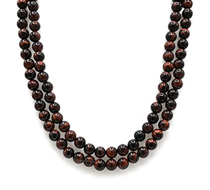 Amazing Gemstone Tiger Eye Mala Saadi - color: Red Tiger Eye, style: Plain