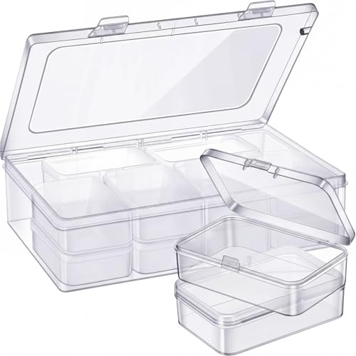Blulu 13 Pieces Small Bead Organizers Plastic Bead Storage Containers with Lids Mini Clear Storage Cases Transparent Craft Boxes for Jewelry Diamonds DIY Art Craft Accessory(3.3 x 2.2 x 1 Inch) - size: 3.3 x 2.2 x 1 Inch