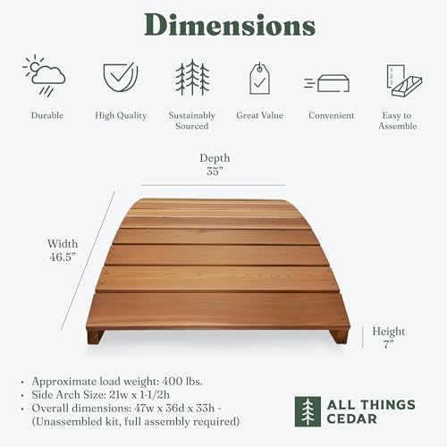 All Things Cedar Wooden Bridge, Outdoor Garden Walkway with Side Rails, 4', Natural - size: 4-Ft Bridge & Rails