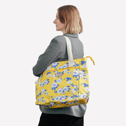 GAENMESN Women's Lightweight Waterproof Tote Bag Durable Designer Handbag with Zipper Travel Commute Everyday Use - color: Yellow Flower